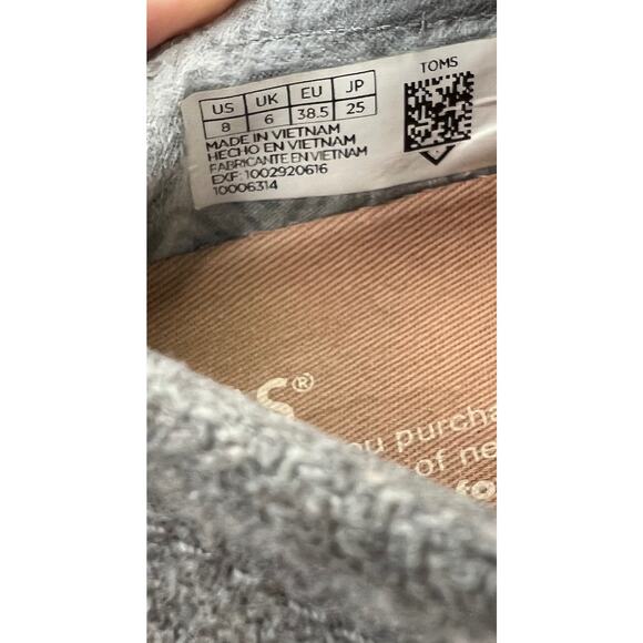 TOMS Altair Light Gray Wool Felt Slip On Sneaker Shoes Size 8 - Picture 11 of 12